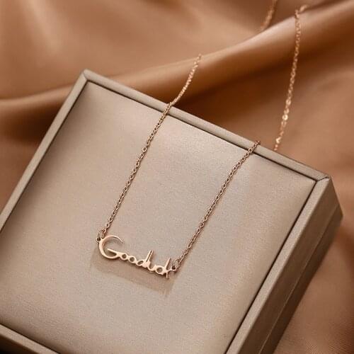 Titanium steel necklace female letters Goodluck good luck pendant rose gold non-fading clavicle chain simple accessories