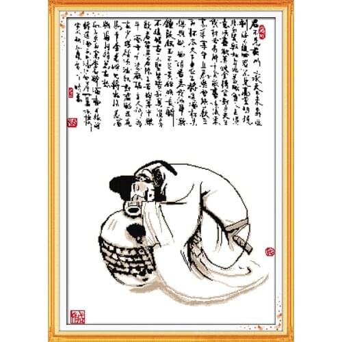 Invitation To Wine by Li Bai(2) cross stitch kit people 18ct 14ct 11ct count print canvas stitches embroidery DIY handmade