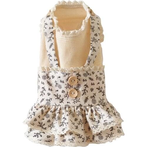 Handmade Luxury Dog Dress Soft 100% Cotton Floral Skirt for Small Dog Cat Dress Pet Costumes Teddy Yorkie Maltese Poodle Doggie