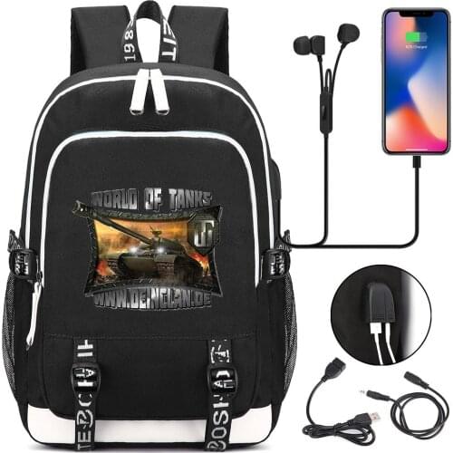 Game World Of Tanks Backpack Women Men Multifunction USB Charging Laptop Backpack School Travel Bags for Boys Girls