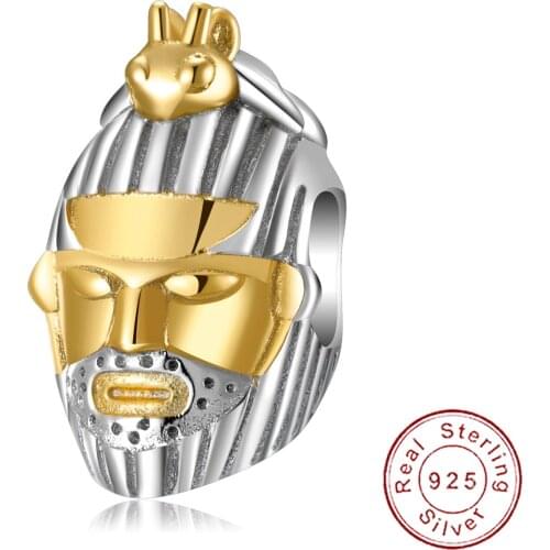 Cyue European S925 Sterling Silver DIY Charm Beads Face Pottery Figurines For Women Bangle Bracelet Necklace Jewelry P1267
