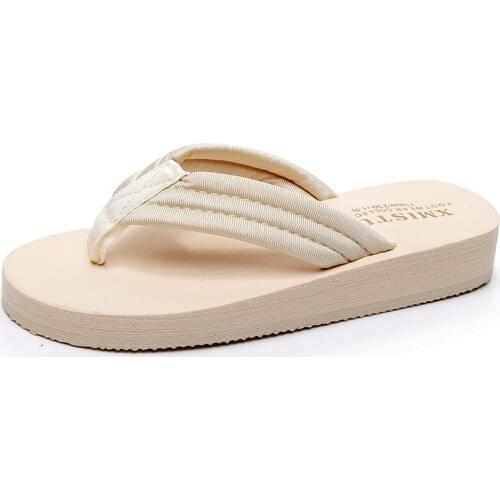 Jumpmore Summer Shoes Women Mid-heel 3cm Flat Casual Student Flip Flops Soild Color Flats Slides Size 33-42
