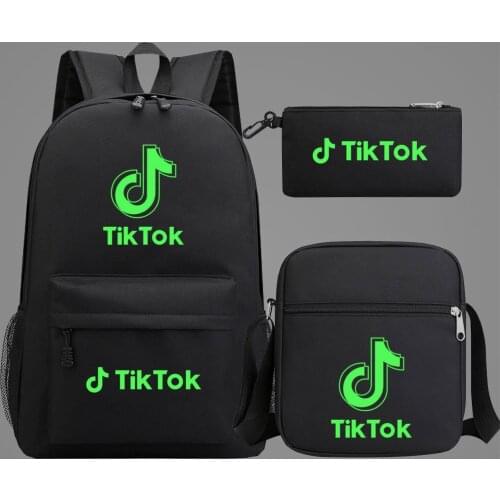TIK TOK Luminous Backpack for Boys Girls Kids School Bags Student Bookbag Kids Bagpacks with Shoulderbag + Pen Bag