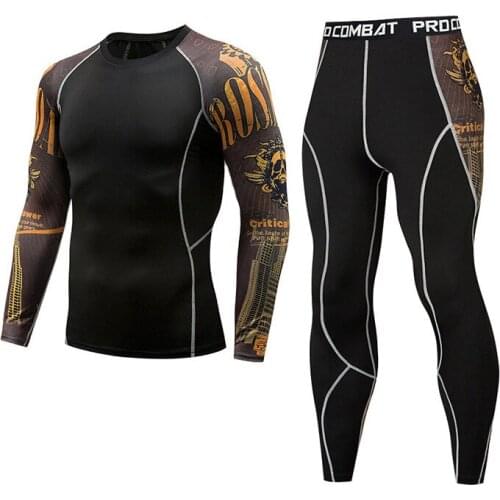 Spring Long-sleeved Printing Quick-drying Tights Basketball Running Training Sportswear Fitness Clothes Mens Jogging Suits