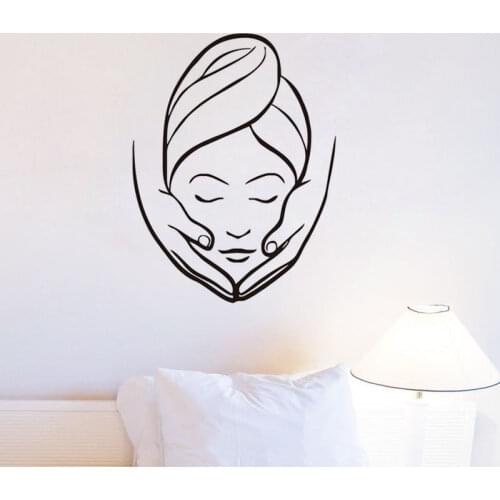 Girl Enjoying Facial Spa Vinyl Wall Stickers Beauty Salon Removable Wallpaper Window Decorative Personalized Colors Decals ZA312