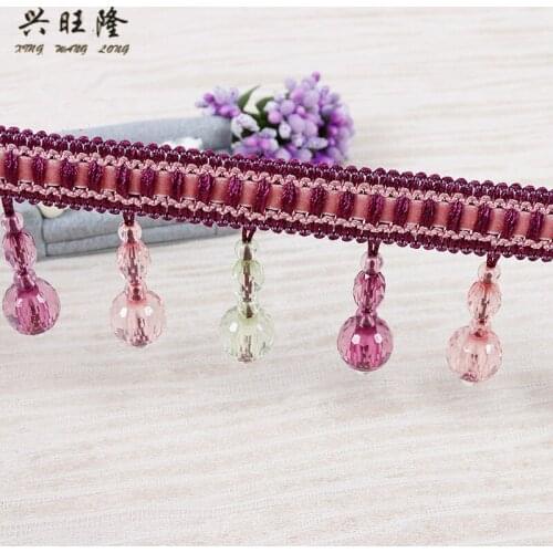 XWL 12M Crystal Beads Curtain Lace Trim Ribbon Curtain Accessories Decorative Sofa Stage DIY Sewing Tassel Fringe Braid Lace