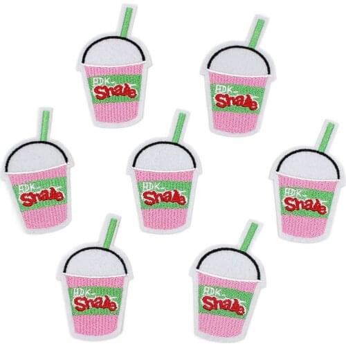 10pcs/lot Iron On Snack Food Stickers Handmade Sew Drinks Appliques Diy Jeans Coat Bags Patches Handmade Patchwork Apparel Badge