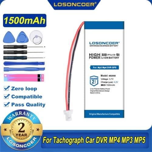 100% Original LOSONCOER 402050 042050 382250P Battery For Tachograph Bluetooth Speaker Toy Car DVR MP4 MP3 MP5 X19 GPS X19MP3