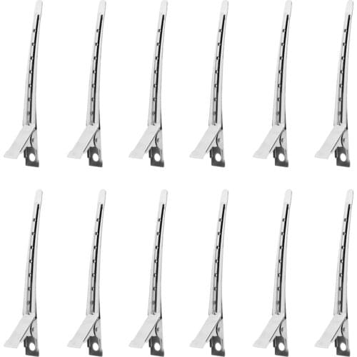12x Stainless Steel Rustproof Duckbill Sectioning Clips Styling Hairpins 3.5