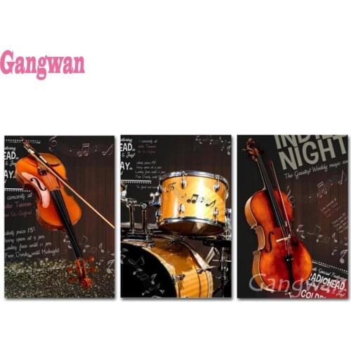3pcs DIY diamond embroidery Musical Instruments full square round diamond painting cross stitch kit 5D mosaic music hobby decor