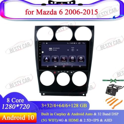 9'' Android 10.0 Car Multimedia Player Radio GPS Navigation Stereo for Mazda 6 2006~2015 Carplay Android AUTO 4G DSP BT Carplay