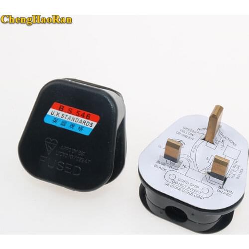 ChengHaoRan UK 3 Pins AC Electrical Power Plug Male W/ Wire Fused Socket Outlet Adaptor Adapter Extension Cord Cable Connector
