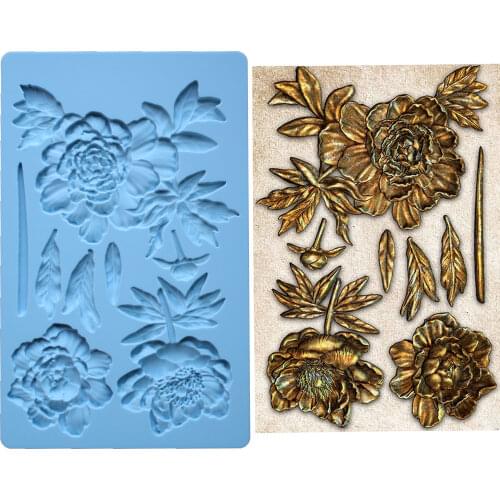 Wilderness Rose Silicone Mold Fondant Cakes Decorating Mold Sugarcraft Chocolate Baking Tool Kitchenware For Cakes Gumpaste Form