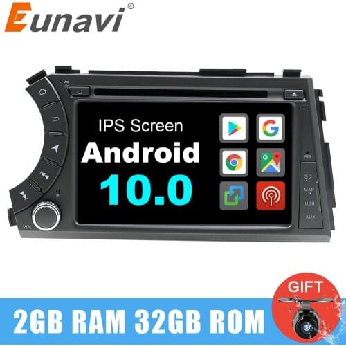 Eunavi 2 din android 10 Car dvd gps for Ssang yong Ssangyong Actyon Kyron multimedia radio stereo headunit player RDS WIFI