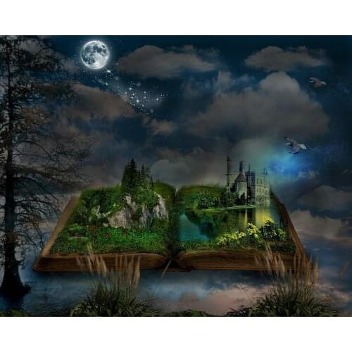 Fantasy Jungle Book Full Moon Tree Clouds Butterfly photography backgrounds Computer print children kids photo backdrop