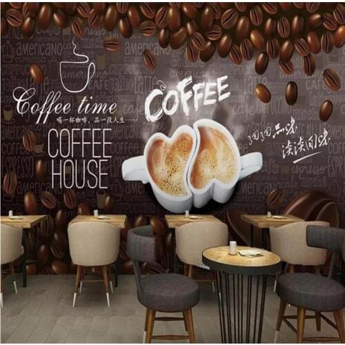 Custom wallpaper mural hand-painted coffee decorative painting background wall high-grade wall cloth