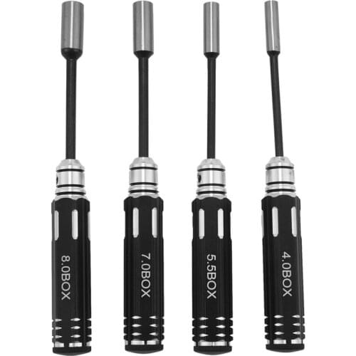 RC Model Tool 4PCS Hex Screw Drivers Hex Nut Socket Wrench Sleeve Wheel Spanner 4.0/5.5/7.0/8.0mm for Daily Making Manual and RC