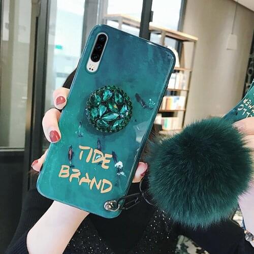 Emerald Live Wallpaper Strap Case For Huawei Honor 9X Pro Play 3 3E Y7 2018 Cover Y9 prime P smart Z 2019 Silicone Glitter Stand
