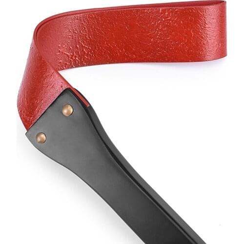 Equestrian Sports 19.3" Handwork Make Ancient Wooden Handle Red Genuine Cow Leather Deluxe Riding Crop Whip