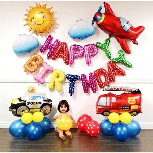 Large plane car balloons 16inch dots letter happy birthday party decorations kids baby shower surprise sun Clouds latex globos