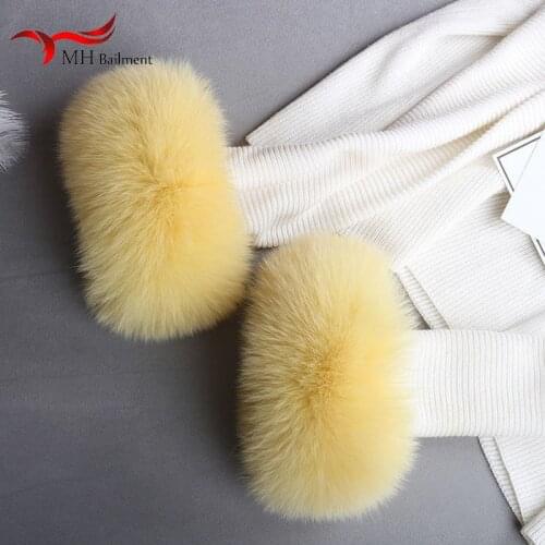 Fox fur Cuffs Hot Sale Wrist Warmer Genuine Fox Fur Cuff Arm Warmer Bracelet Real arm warmers women tattoo sleeve men X#4