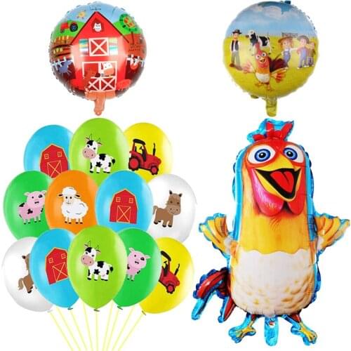 Dairy Farm Cow Pig Sheep Horse Happy Chick Tractor Balloon Kids Birthday Party Animal Pet Toys Dream Rangeland La Granja Zenon