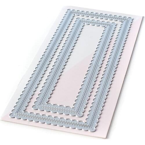 MT Craft Metal Cutting Dies Stitched Scallop Rectangle Scrapbook Album Decorative Embossing Stencils Paper Card Crafts Die Cut