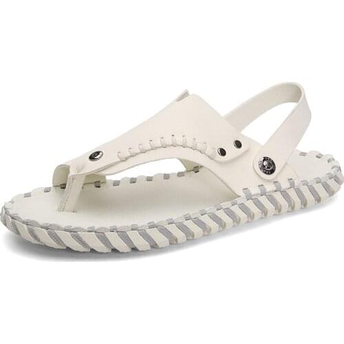 Male 44 sandales white de roman beach footwear sandalhas flat 39 unisex samool geta hombre comfort breathable big water sole s