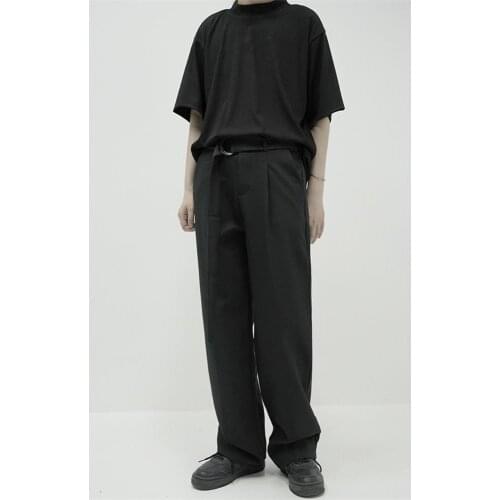 Men 2021 new basic black classic simple couples with the same belt straight cylinder casual large size suit pants