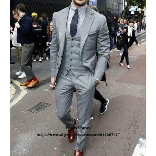 Mens Slim Fit Suits Classic Formal Business 3 Piece Sets Male Vintage Wedding Groom Blazer Terno Masculino (Jacket+Vest+Pants)