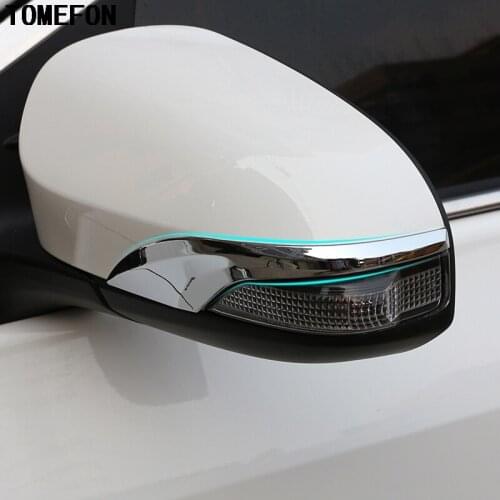TOMEFON For Toyota Yaris Vitz 2017 2018 Car Rearview Mirror Strip Cover Trim Cap Garnish Moulding Overlay ABS Chrome