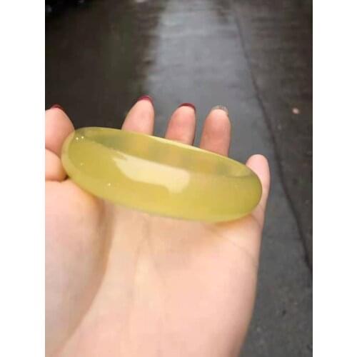 Natural 7A Chalcedony Real jade yellow bangle bracelets women bangle jade jewelry jadeite jade bangles bracelet for gift women