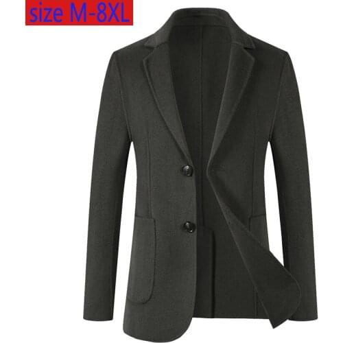 New Handmade Double Sided Coat Men Super Large Suit Woolen Cloth Cashmere Blazer Casual Single Breasted Thick Plus Size M-7XL8XL