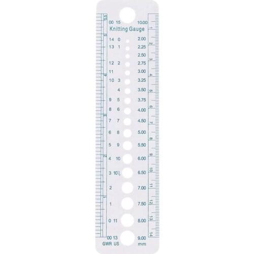 New Plastic Knitting Needle Gauge Tool Regle 2-10mm for Hook - White