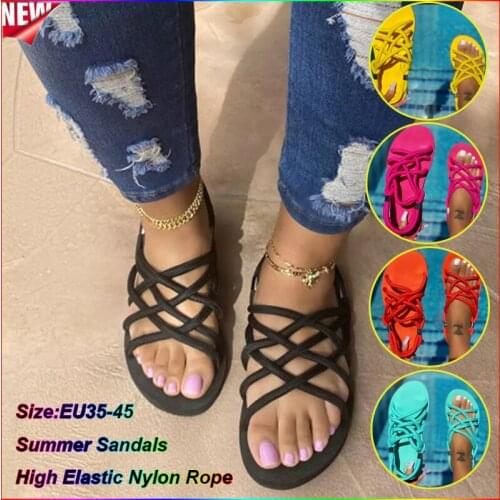 Comfortable Woman Rope Sandals Shoes Casual Braided With Traditional Creativity Fashion Flats Sandal Women Summer Beach Shoes