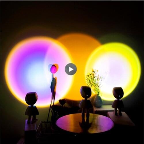 USB Robot Rainbow Sunset Projector Novelty Lighting Led Night Light Home Coffe Background Wall Home Decoration Colorful Lamp