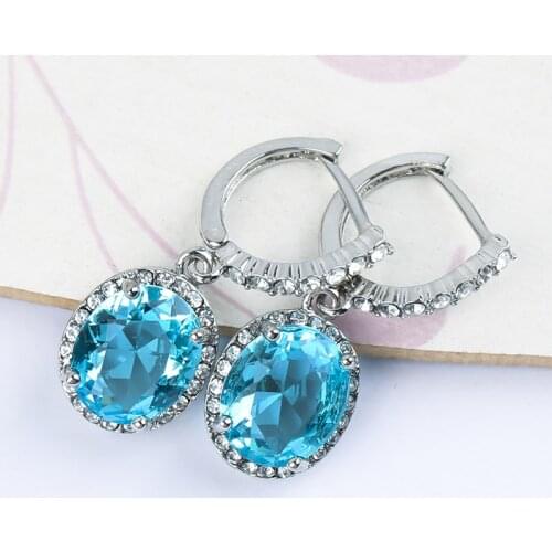 Gorgeous Blue Stone Drop Earrings Luxury Zinc Alloy Dangle Drop Earrings For Women Wedding Engagement Earrings Fashion Jewelry