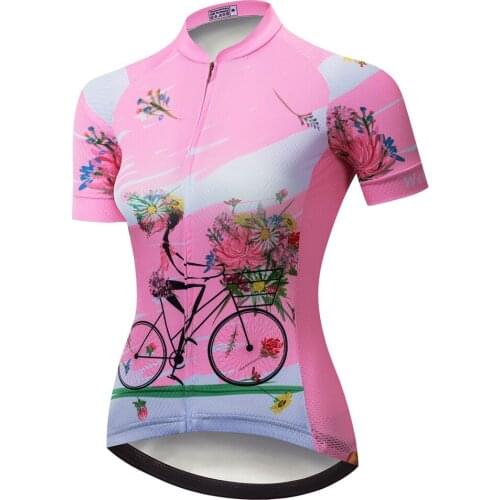 2020 Cycling Jersey Women mtb Bike Jerseys Summer Short Sleeve Pink Girl Biking Shirts Top Riding Quick Dry Cycling Clothing