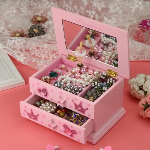 Wind-Up Music Jewelry Box Storage Organizer Case Holder Decorative Wedding Fashion Jewelry Organizer Earrings Ring Storage Box