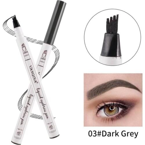 Waterproof Eyebrow Tattoo Pen 4 Head Fine Sketch Enhancer Fork Tip Eyebrow Tattoo Tint Eyebrow Gel Pencil Makeup Tools