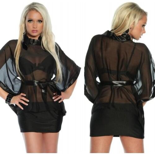 New See Blouses Women Chiffon Mesh Top Fashion See Through Dot Blouse Long Sleeve Women Outfits Sexy Outwear