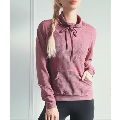 Women Long Sleeve Hooded Sport Shirt Autumn Fitness Workout Gym Clothes Quick Dry Mesh Loose Running Sportswear Female