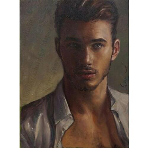 100%Handmade Oil Painting Hand Handpainted Original Oil Painting Portrait of a Young Boy Man Mr Portrait more style 009