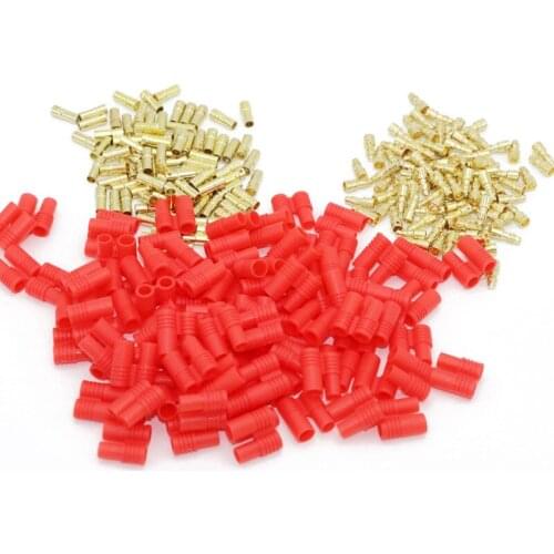 200pcs 3.5MM Gold Plated Banana Plug With Belt Sheath For RC Quadcopter Multirotor Helicopter Spare Accessories (100 pair)