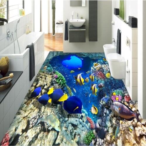 3d flooring ocean self adhesive Underwater World wallpapers 3d bathroom Living room bedroom 3d floor