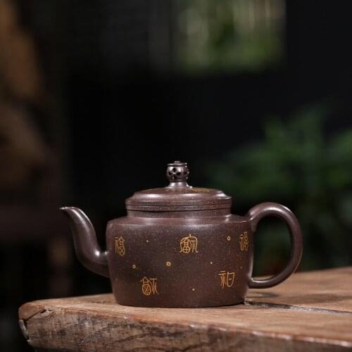 Recommended pure manual yixing undressed ore kingbox famous craftsmen fo Yin real gold teapot tea set