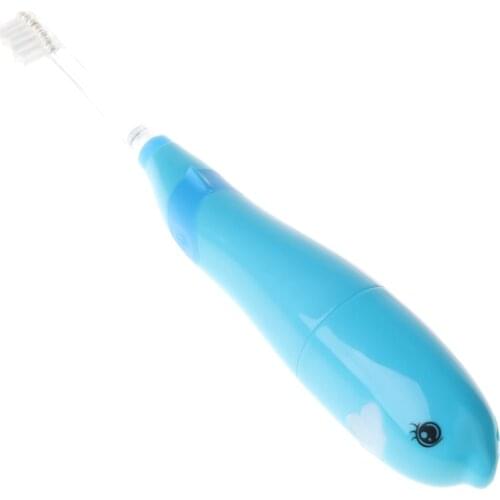 Kids Sonic Toothbrush Electric Brush Waterproof Musical Dolphin Shape LED