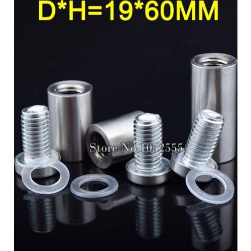 DHL Shipping 1000PCS/LOT Stainless Steel Hollow Advertisement Nails Glass Wall Connector Standoff Pins 19X60mm