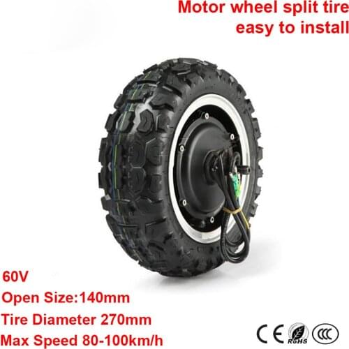 Electric Bicycle Motor bicicleta electrica 60V 11 inch 270mm Tire Electric Scooter Hub Motor Wheel Forward 100km/h HIgh speed