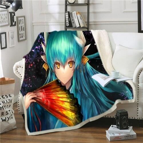 Anime Fate Stay Night 3D Printed Fleece Blanket for Beds Thick Quilt Fashion Bedspread Sherpa Throw Blanket Adults Kids 05
